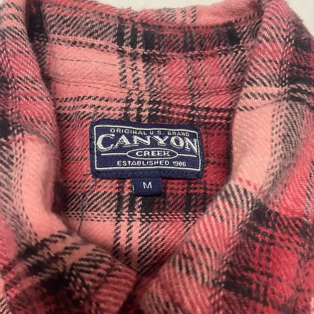 Canyon Creek Shirt Flannel Pink Size M Button Up Long Sleeve Soft Warm Button Up